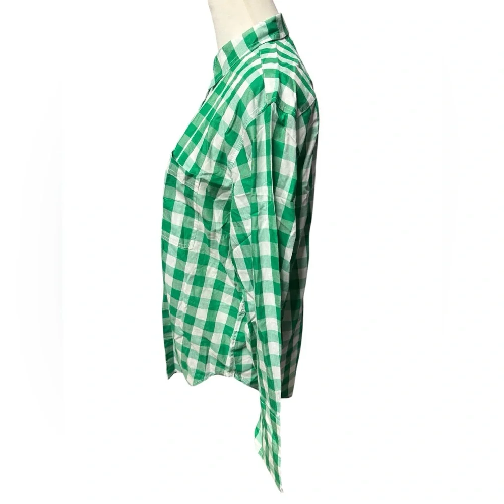 J. Crew Garçon cotton voile shirt in gingham Green and White Button-Up Sz 10 nwt